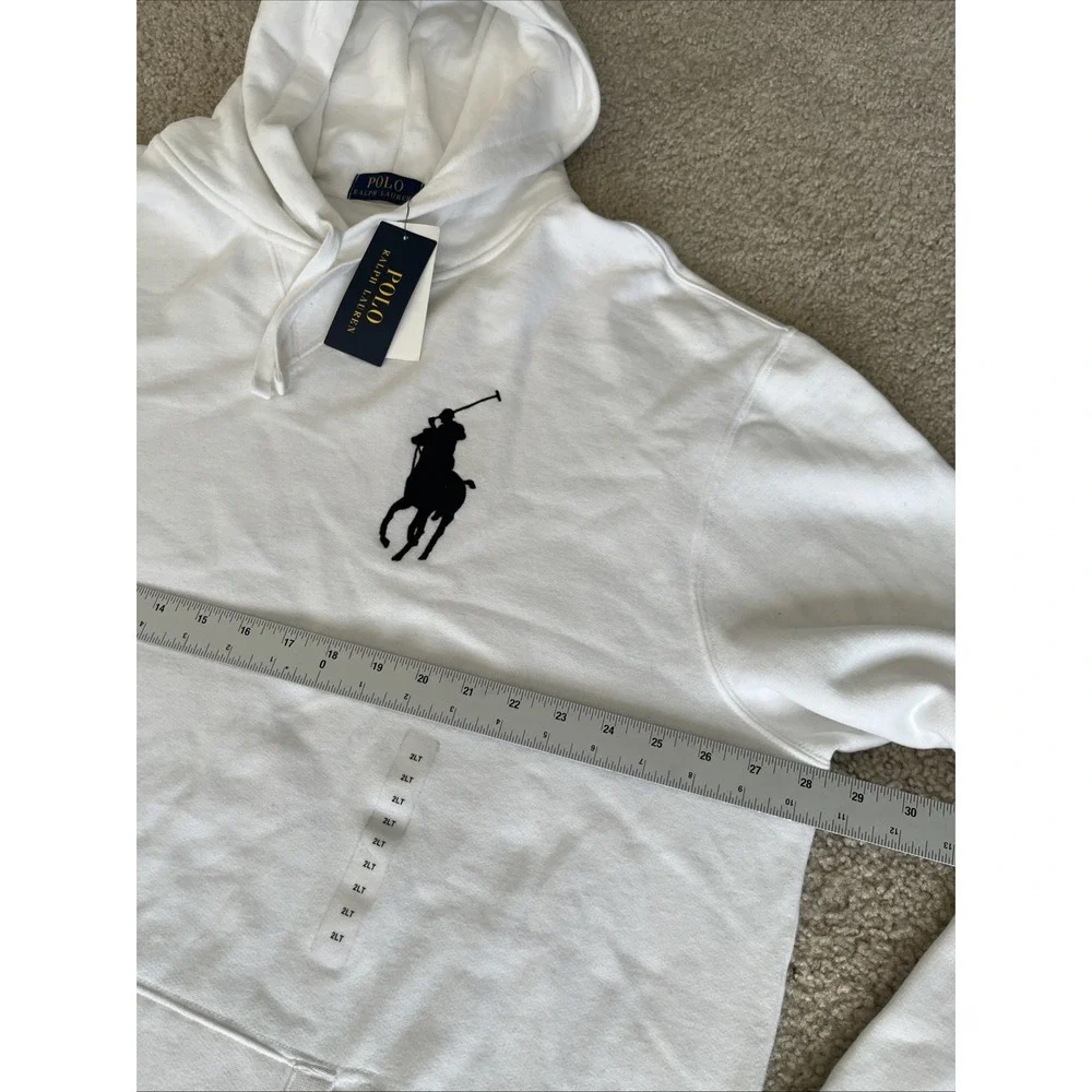Polo Ralph Lauren Men Big Pony 3 Patch Hoodie White 2XLT